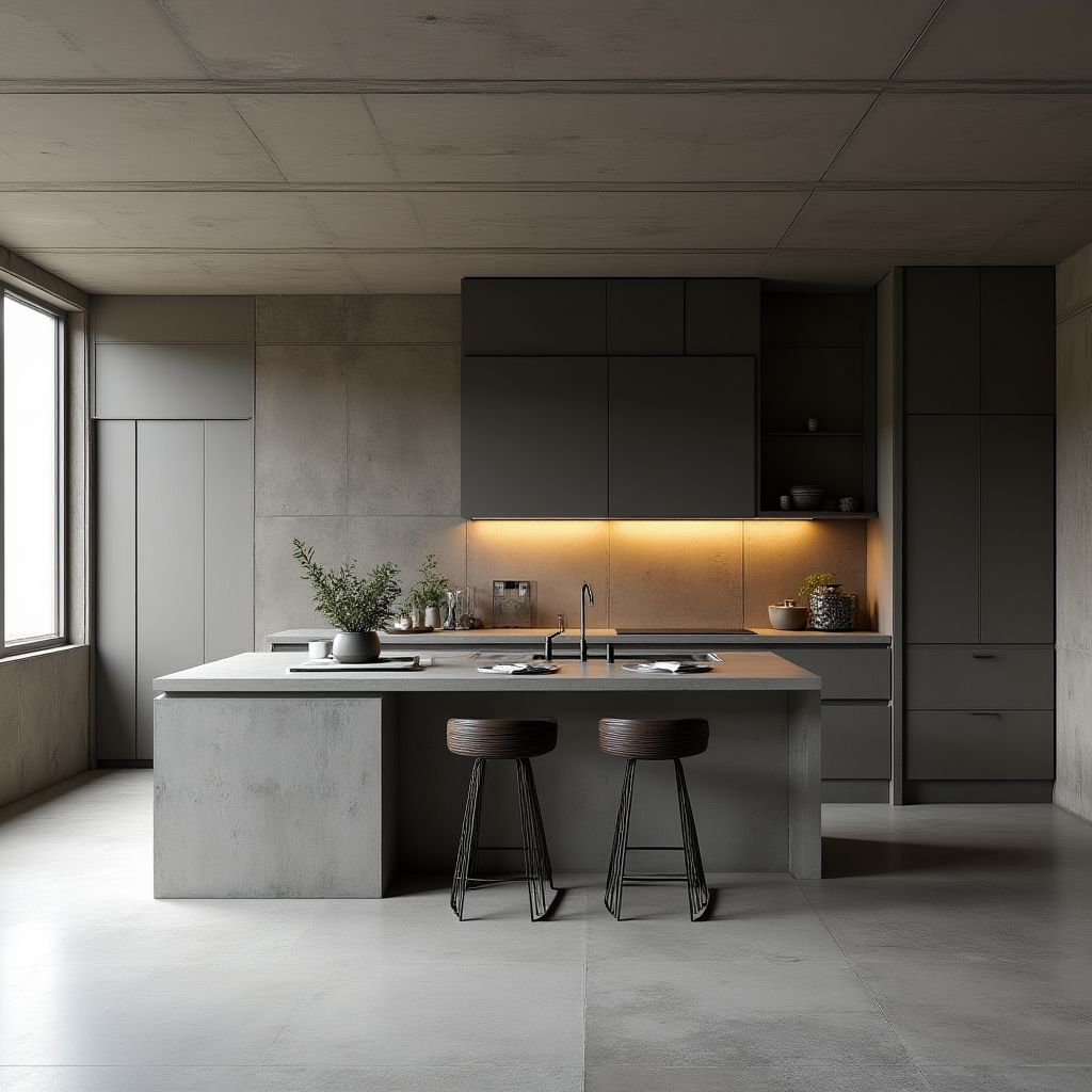 Cocina con isla asimétrica