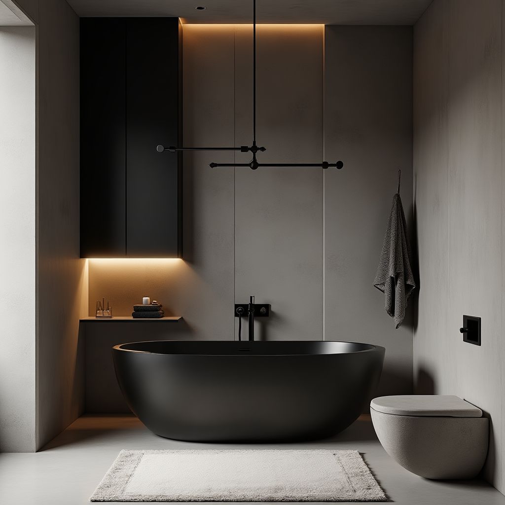 Baño con diseño minimalista brutalista